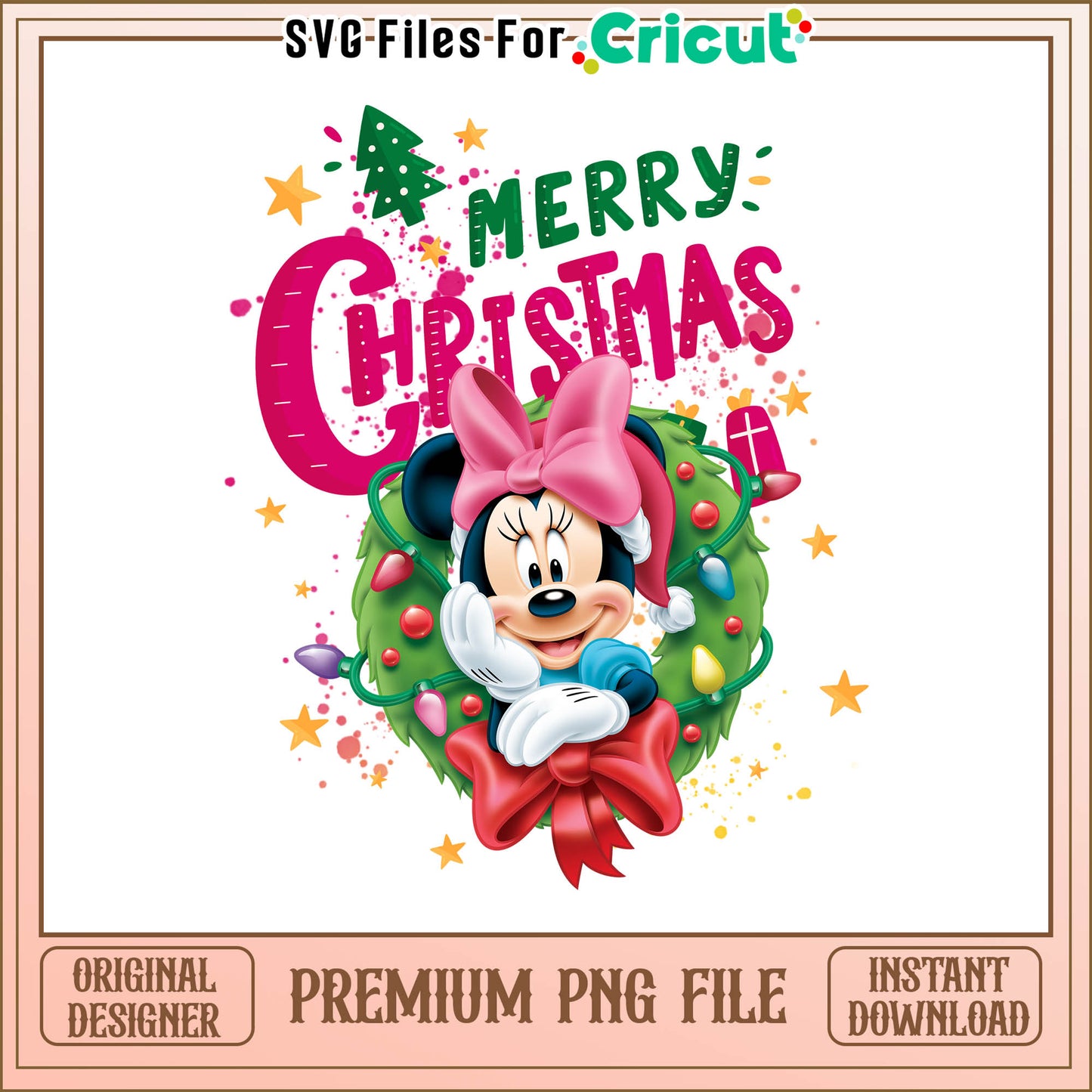 Merry christmas minnie mouse png, disney christmas wreath png