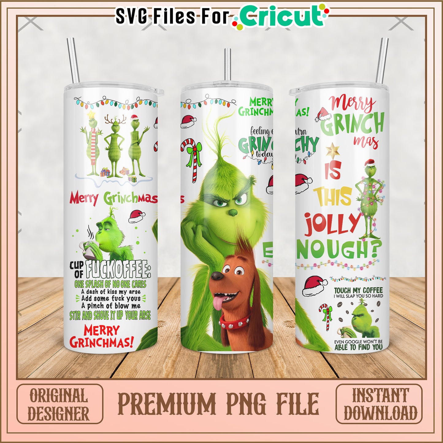Merry grinch tumbler png, the grinch movie png, grinch tumbler png