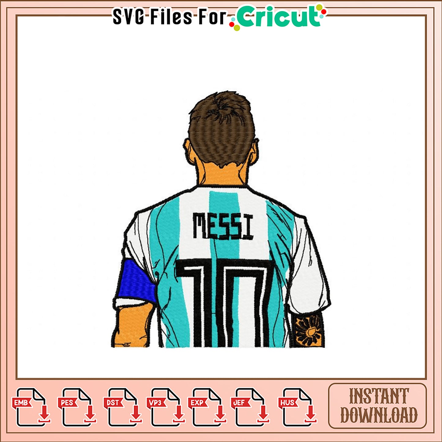 Messi Embroidery Design Instant Download