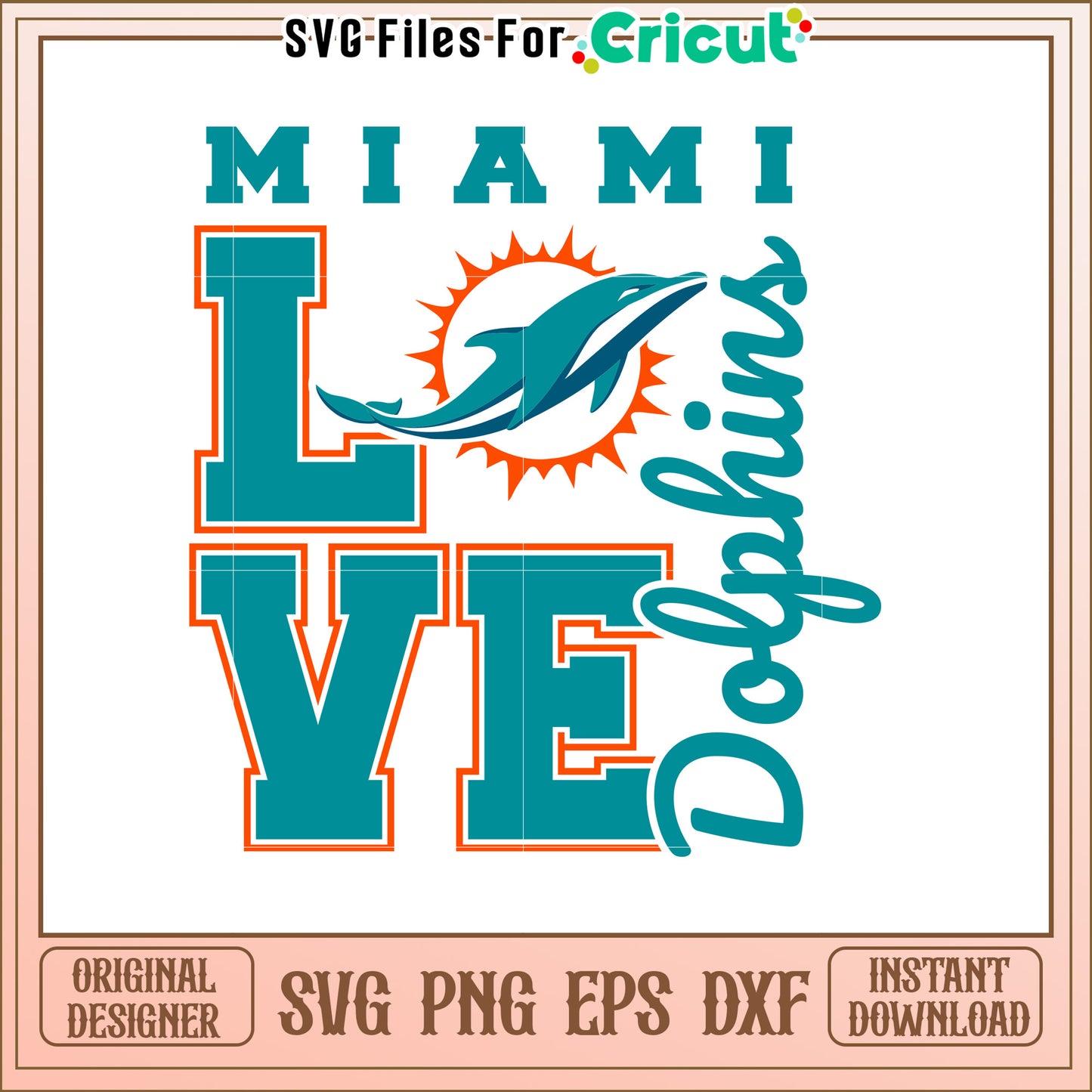 Miami Dolphins Love SVG Design