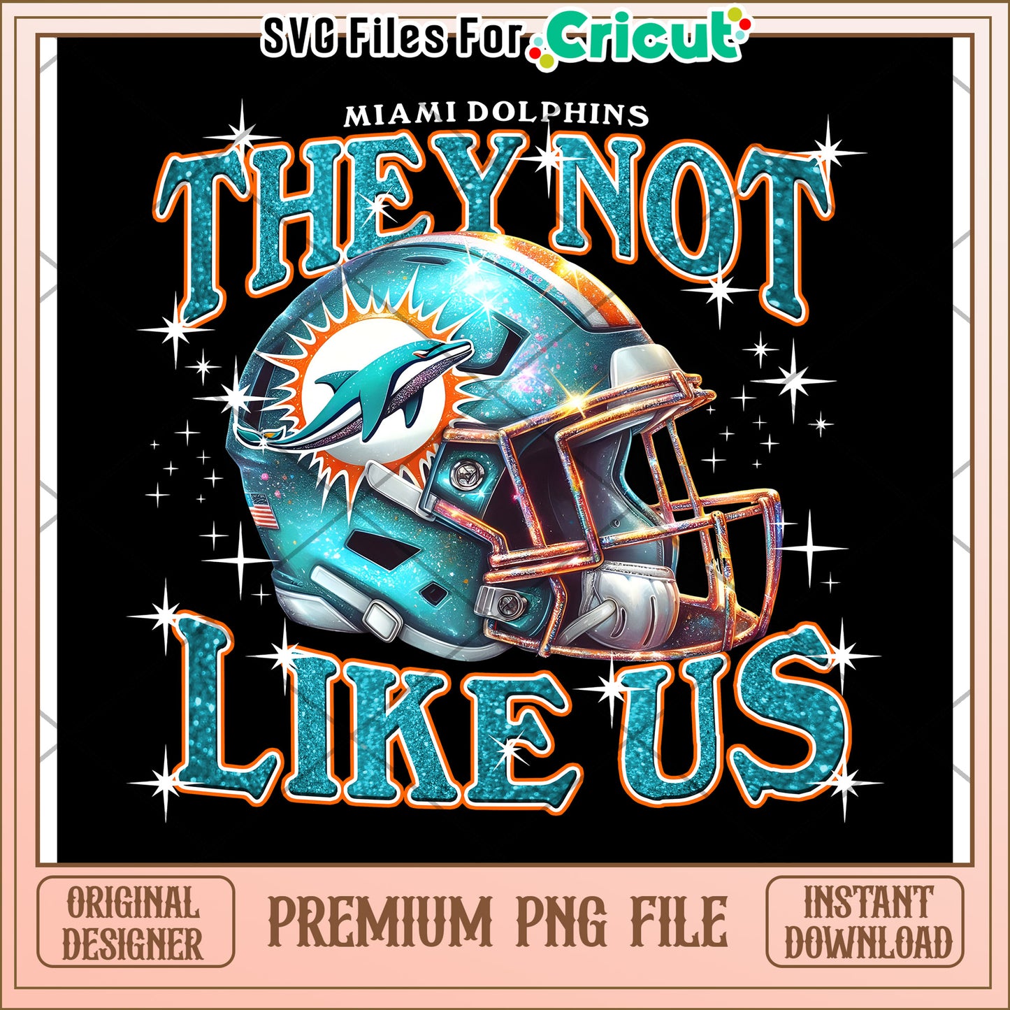 Miami Dolphins PNG design for Cricut, unique helmet graphic file
