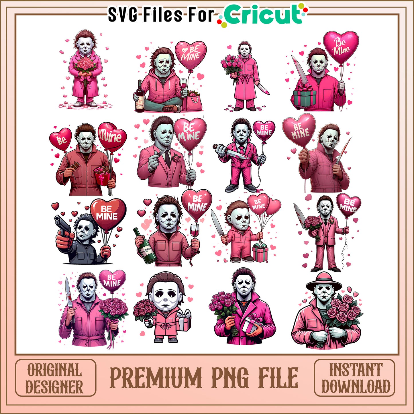 Michael myers be mine valentine bundle png, michael myers valentine png
