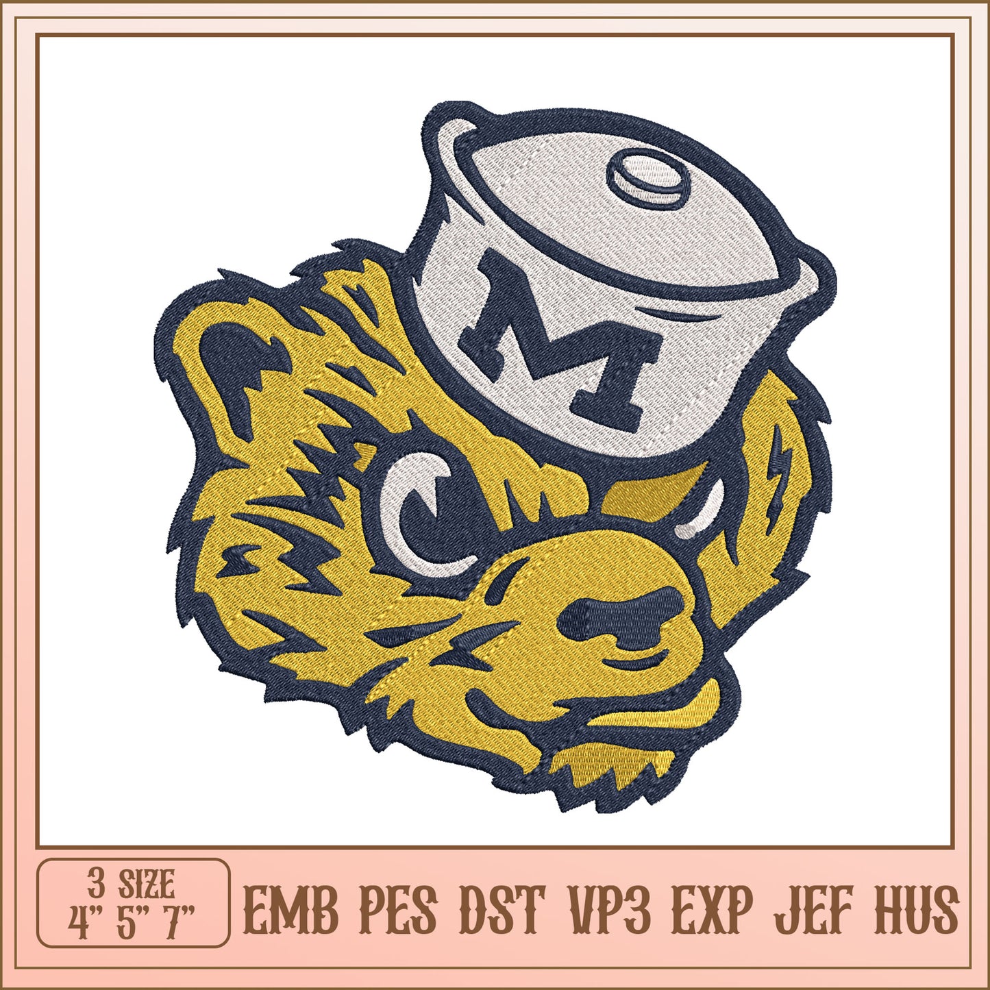Michigan Wolverines Mascot Embroidery Design