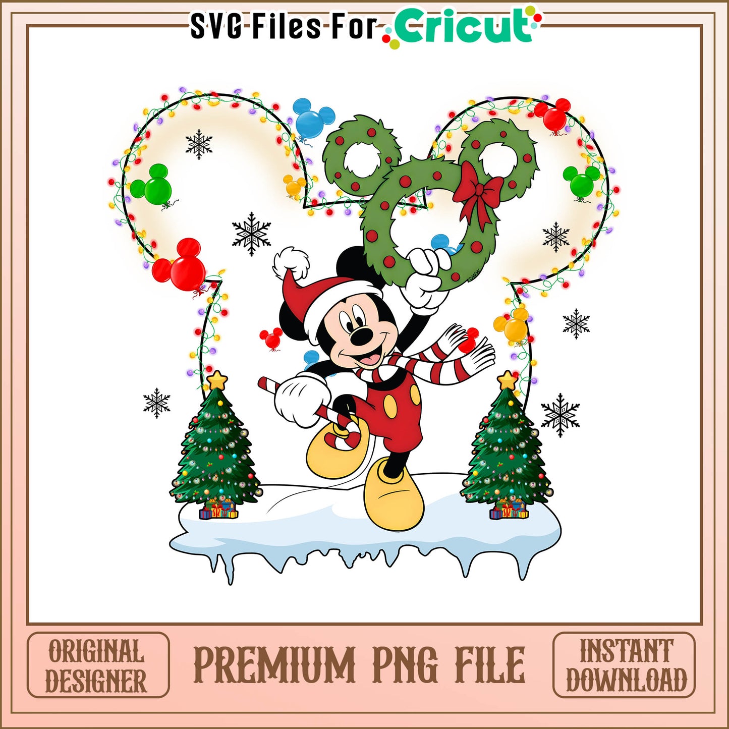 Mickey Christmas Tree Wreath png, mickey christmas decorations png