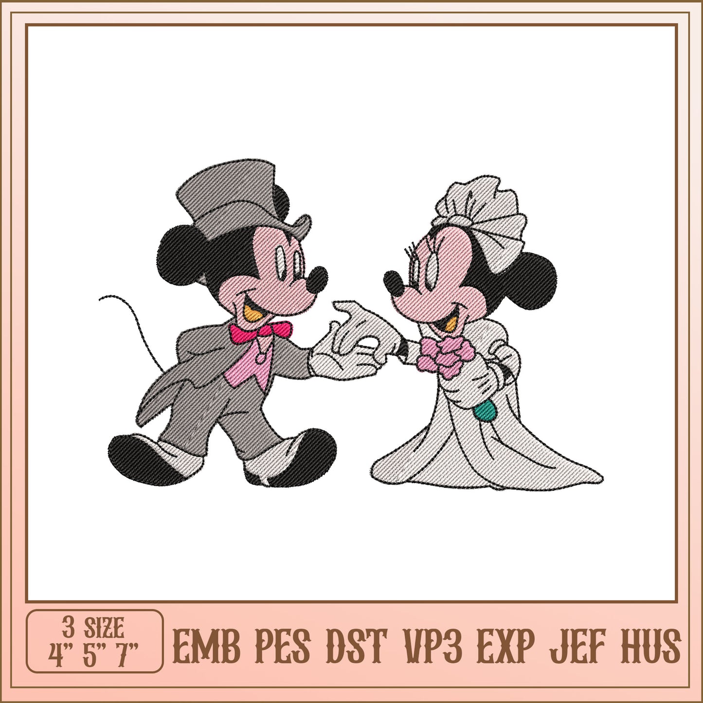 Mickey Minnie Wedding Embroidery Design