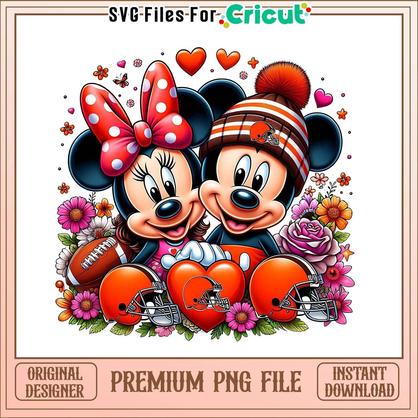Mickey Minnie flower Browns png, Cleveland Browns png, NFL png