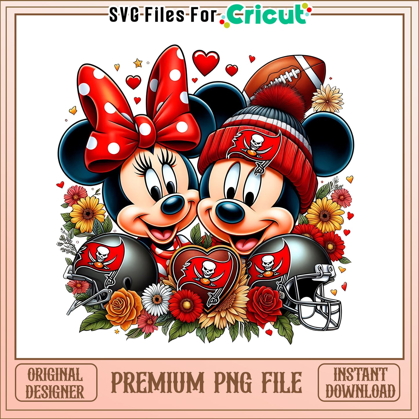 Mickey Minnie flower Buccaneers png, Tampa Bay Buccaneers png, NFL png