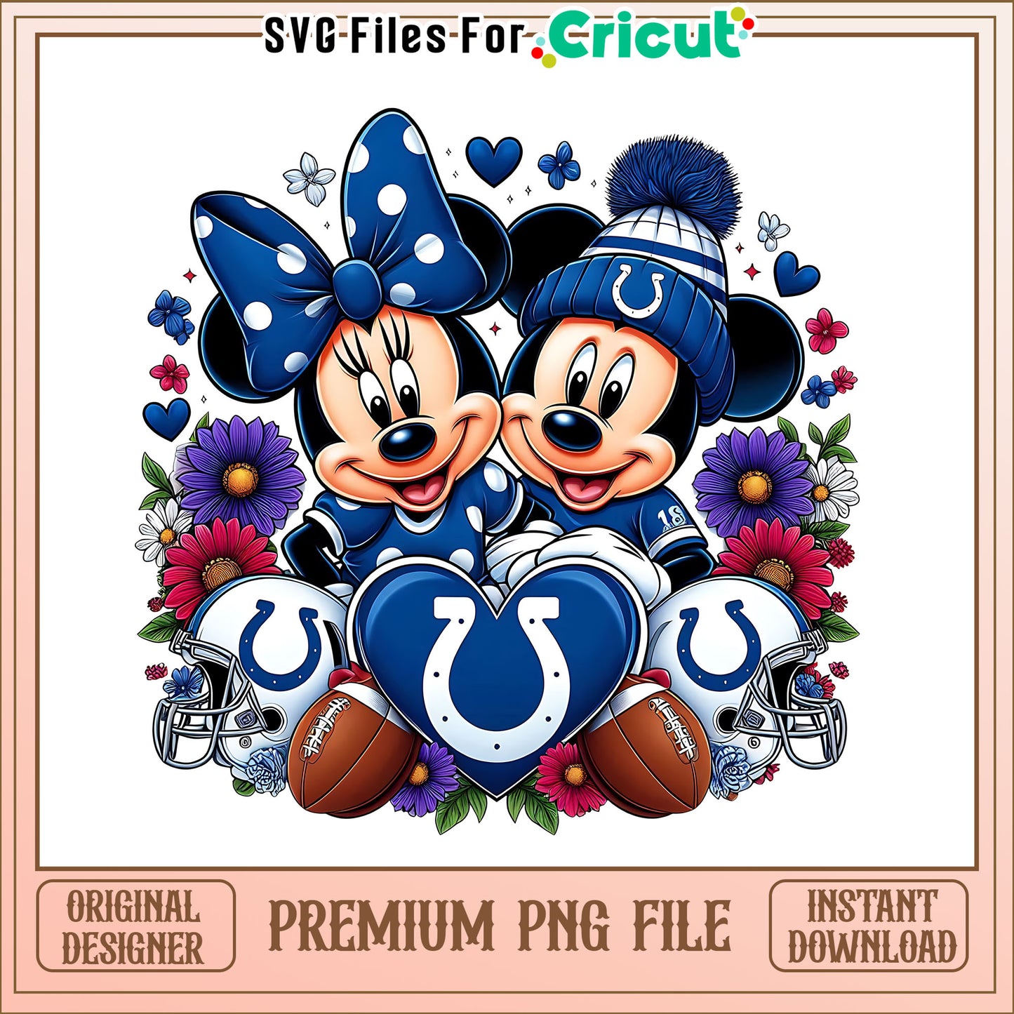 Mickey Minnie flower Colts png, Indianapolis Colts png, NFL png
