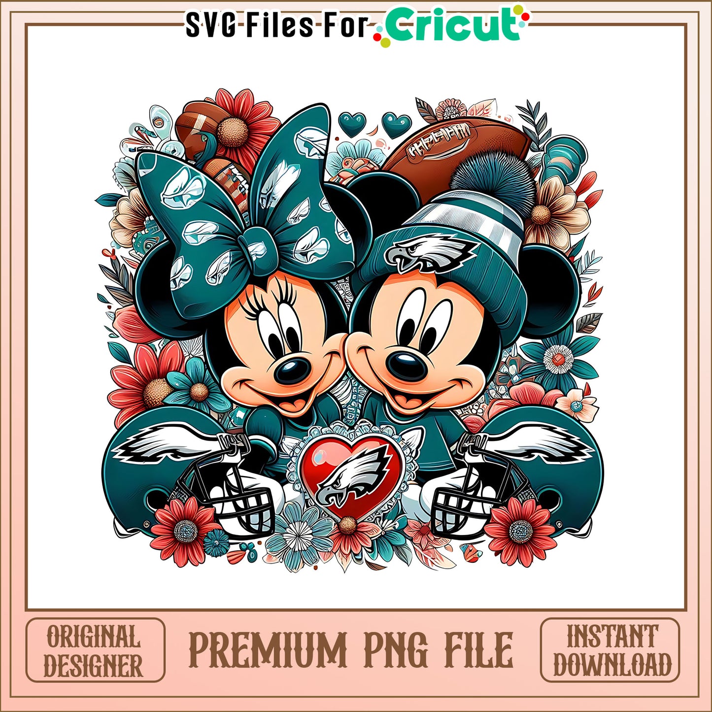 Mickey Minnie flower Eagles png, Philadelphia Eagles png, NFL png