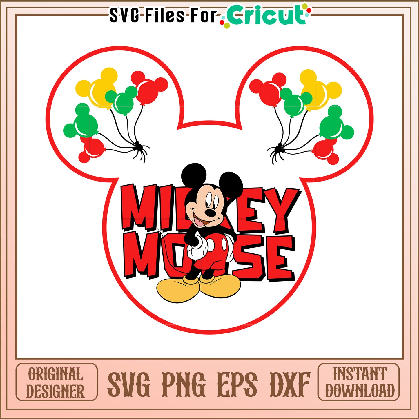 Mickey Mouse Balloons SVG Design Download