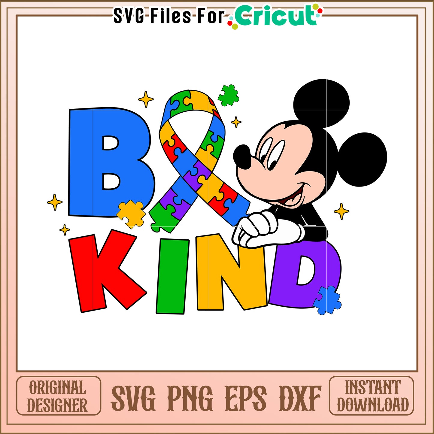 Mickey Mouse Be Kind Autism SVG Design