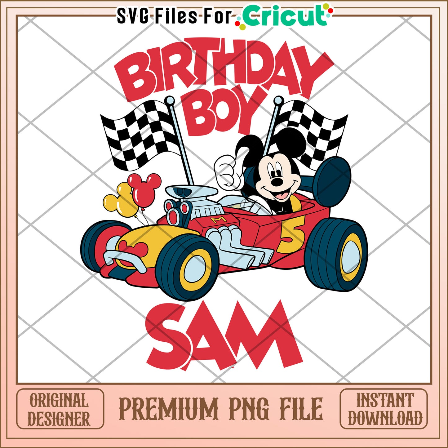 Mickey Mouse Birthday Boy PNG Sam's Race Car