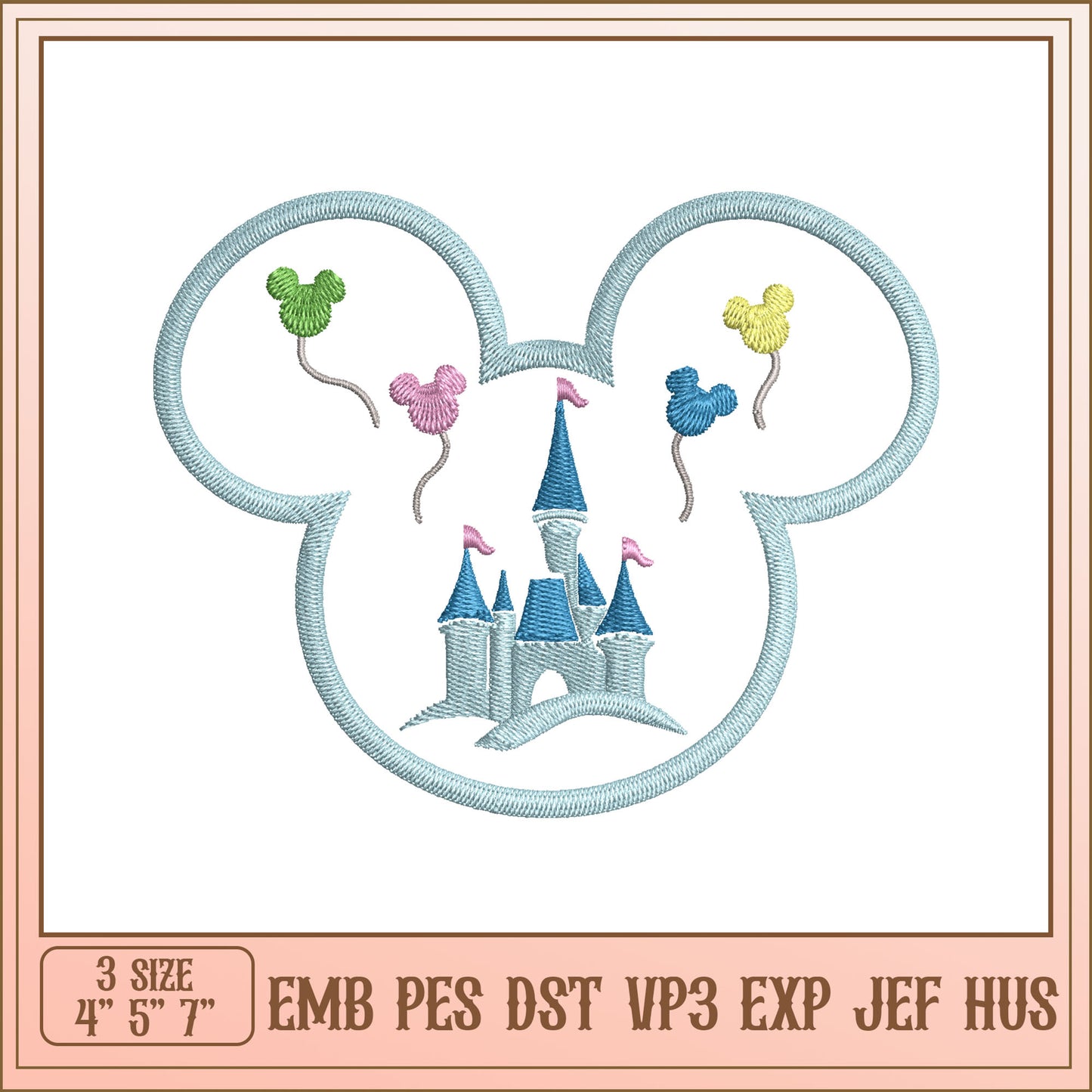 Mickey Mouse Castle Embroidery Design