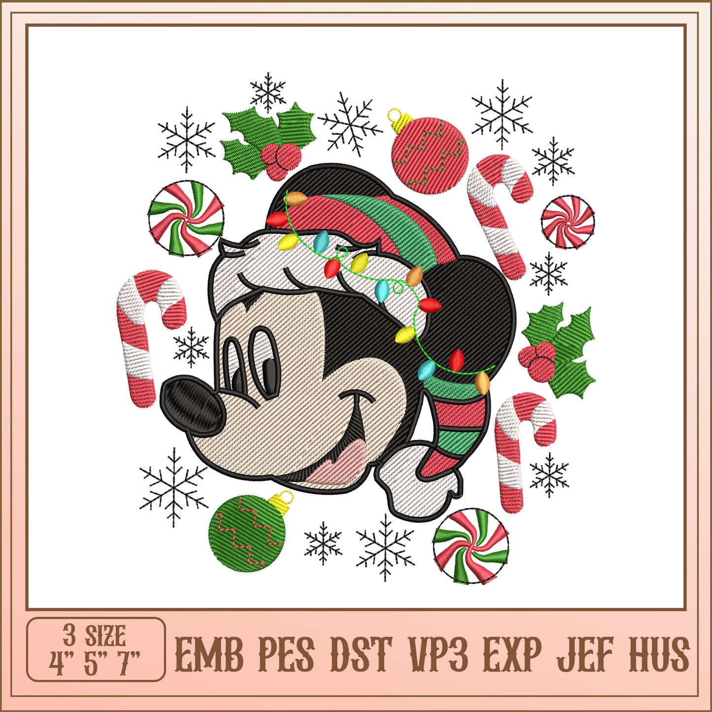 Mickey Mouse Christmas Embroidery Design for Holiday Projects