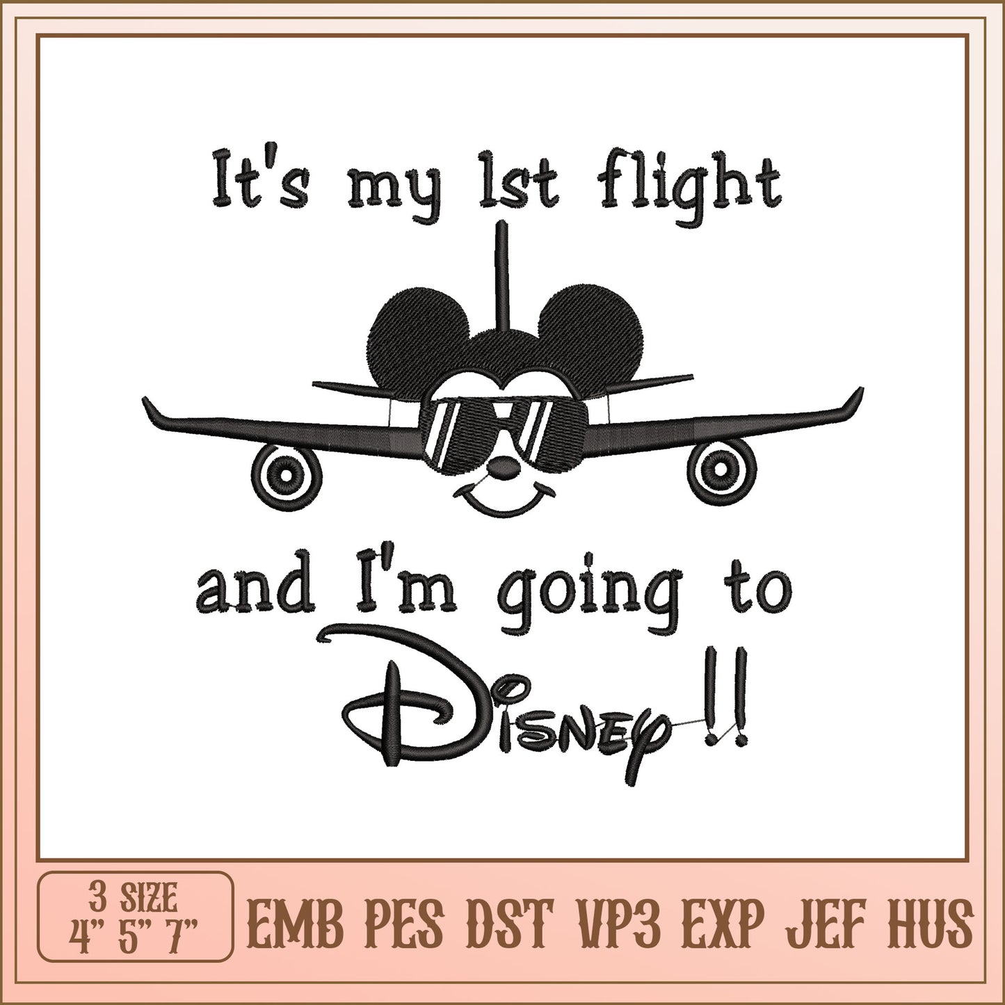 Mickey Mouse Disney Flight Embroidery