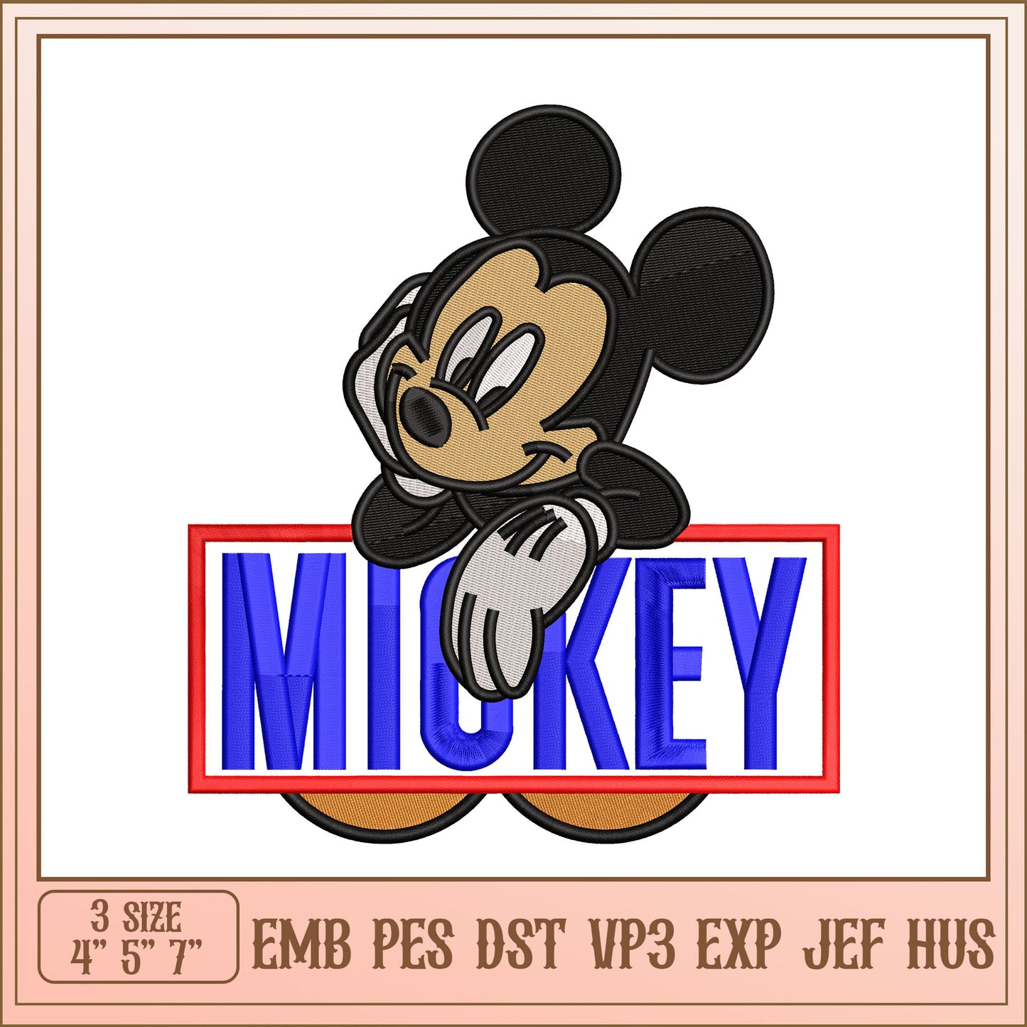 Mickey Mouse Embroidery Design File in Multiple Formats Available