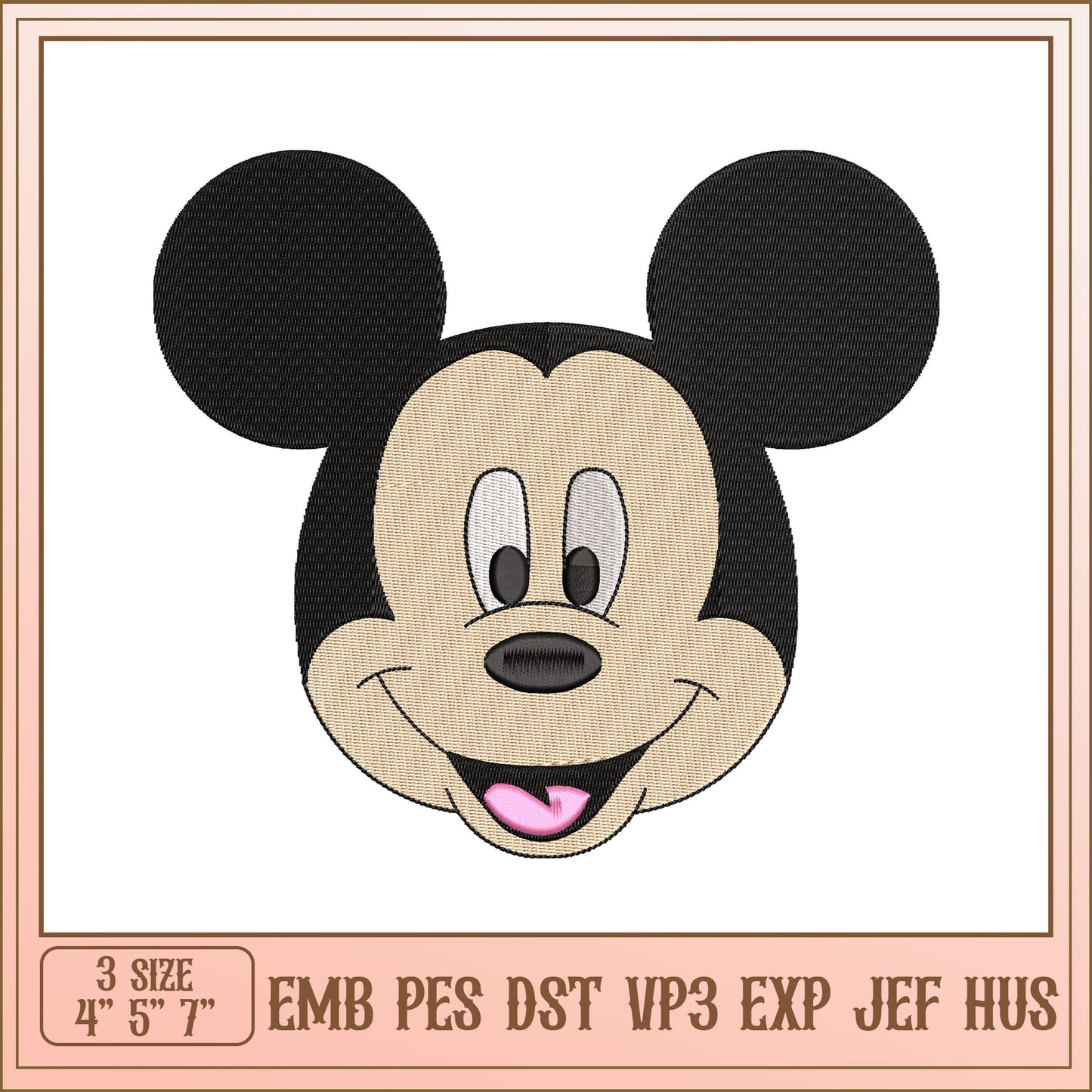 Mickey Mouse Embroidery Design Format for All Machines 4 5 7 Inch