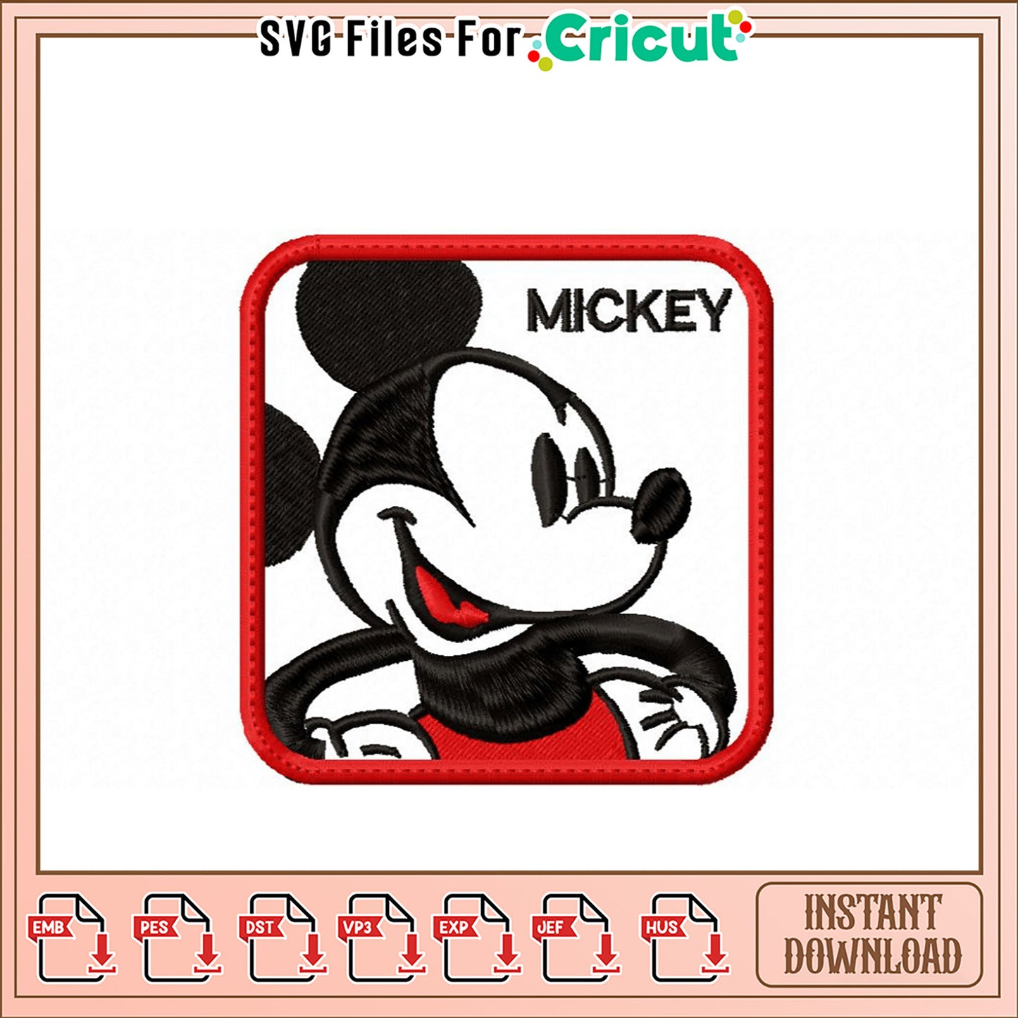 Mickey Mouse Embroidery Design Instant Download