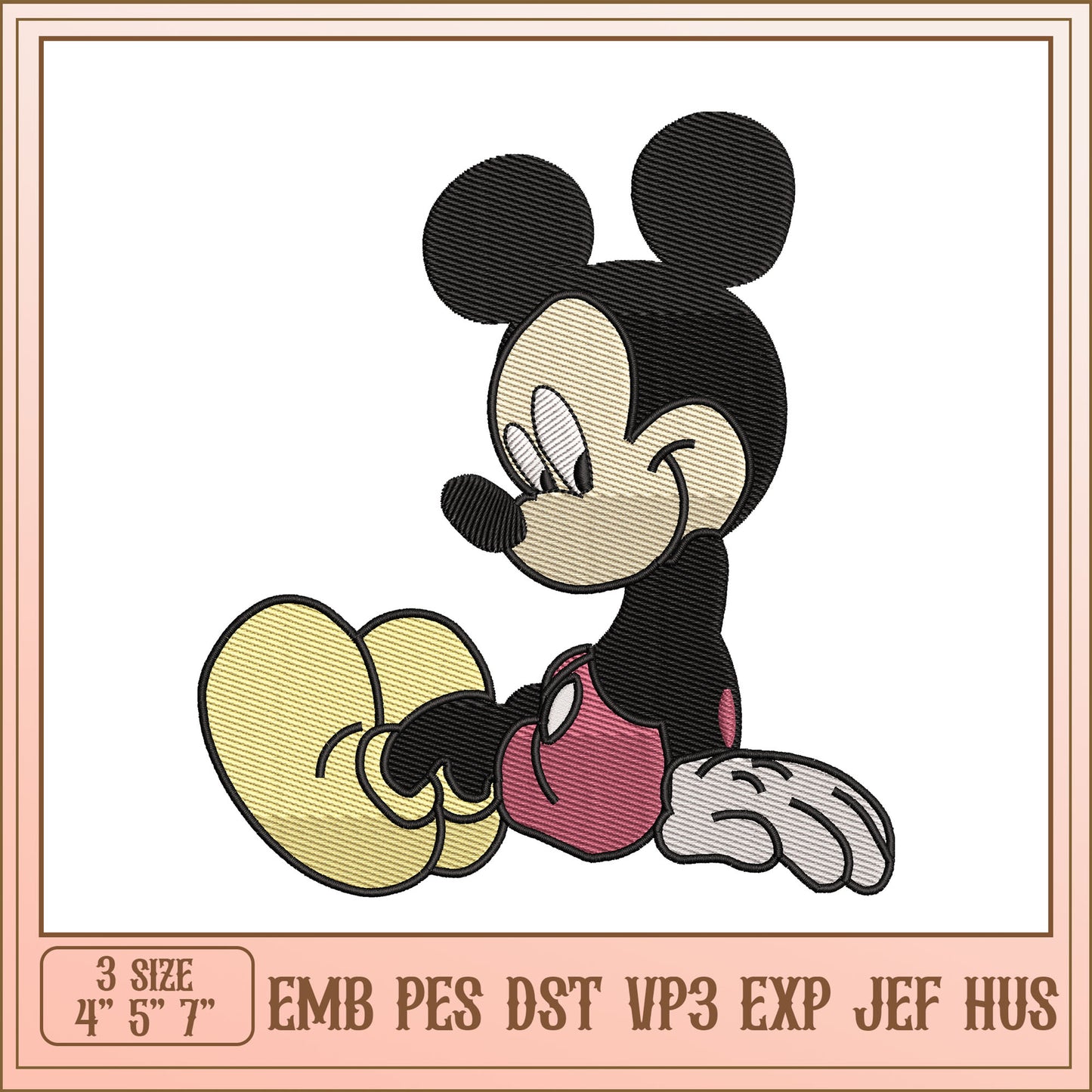 Mickey Mouse Embroidery Design in Multiple Sizes and Formats