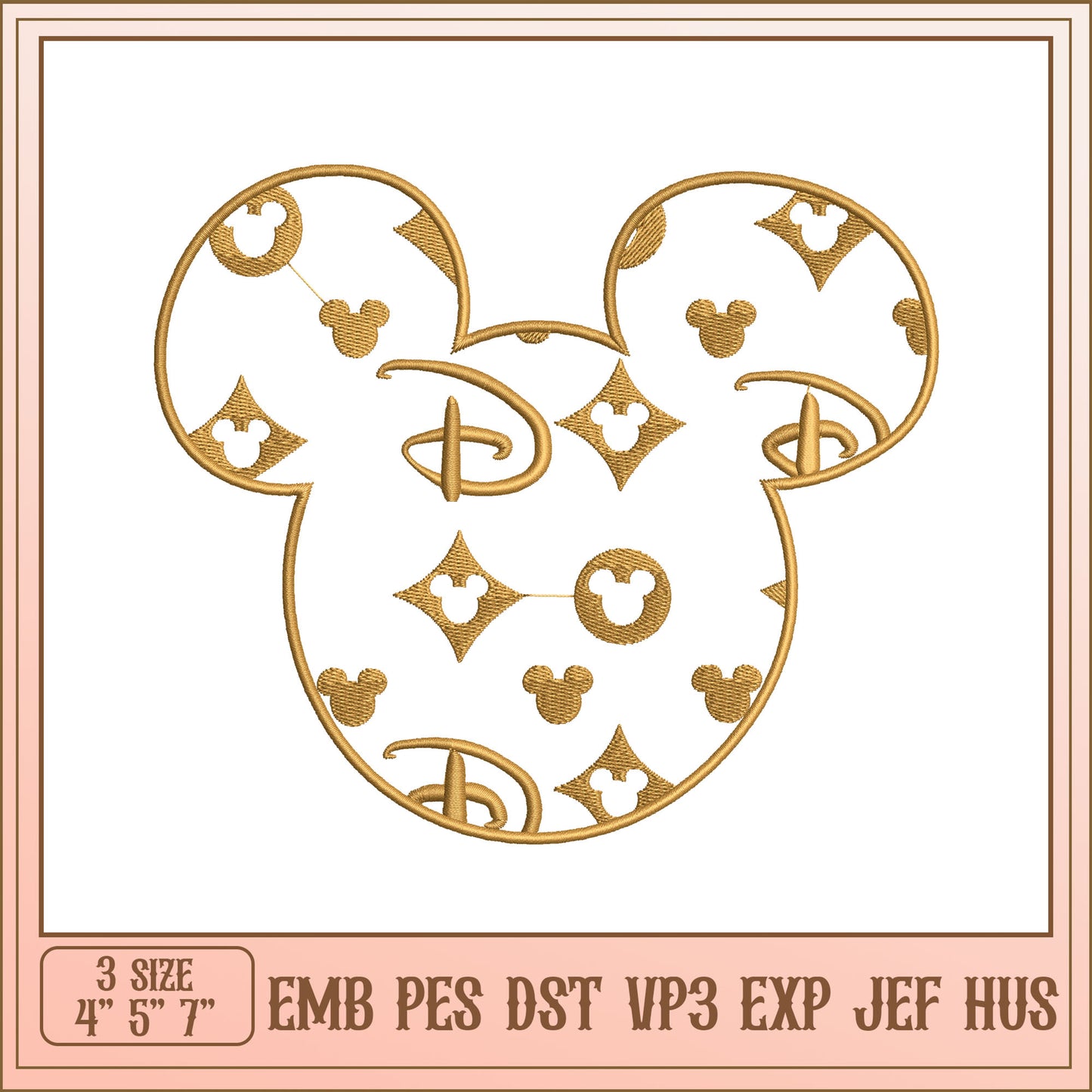 Mickey Mouse Inspired Luxury Embroidery Design Pattern 3 Sizes