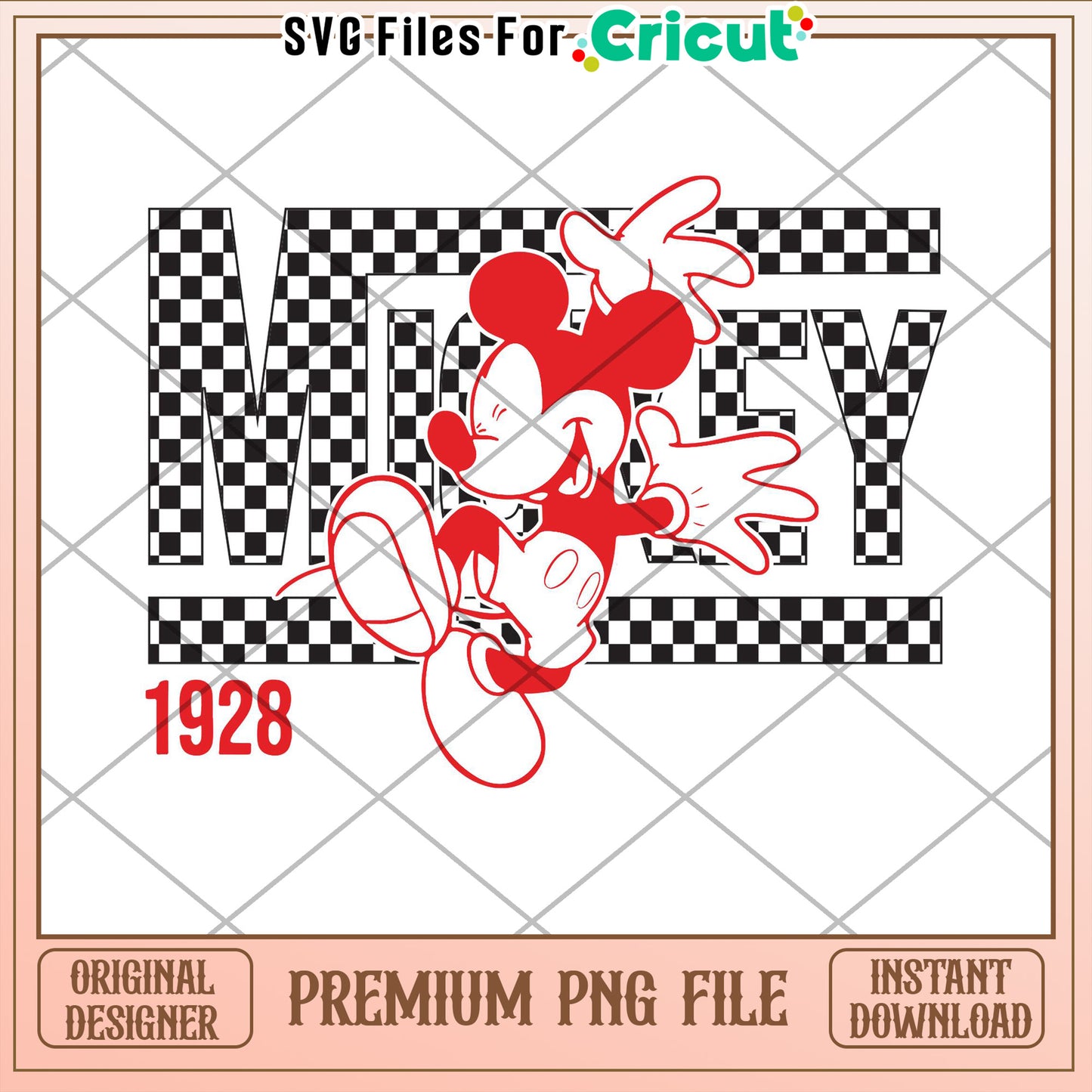 Mickey Mouse PNG 1928 Checkered Design