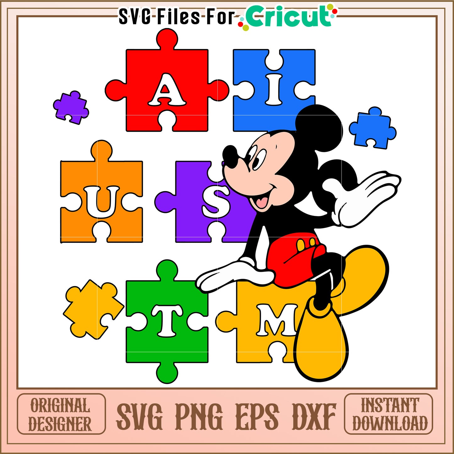 Mickey Mouse Puzzle SVG Design Instant Download