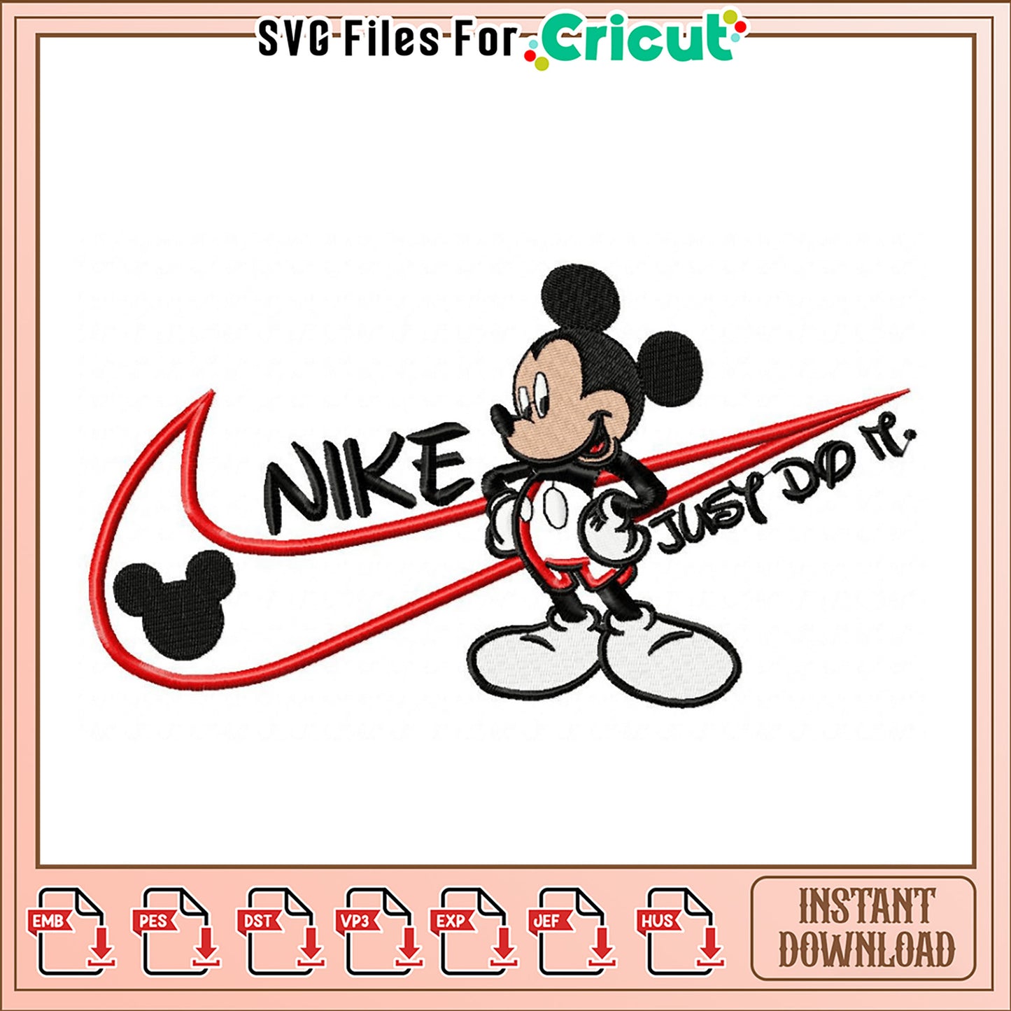 Mickey Nike Embroidery Design Instant Download