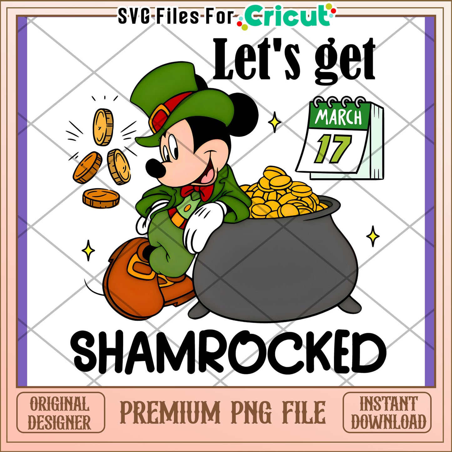 Mickey Shamrock PNG Design Instant Download