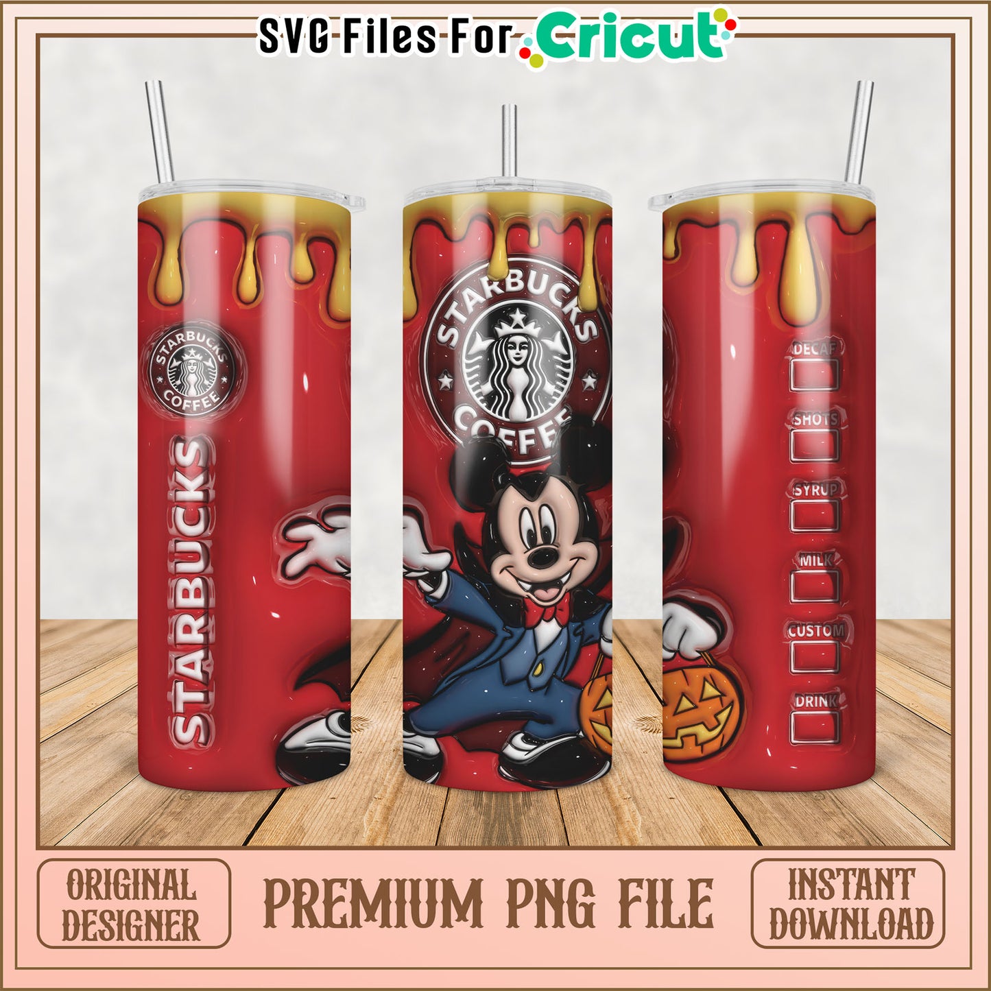 Mickey Starbucks Halloween Tumbler PNG