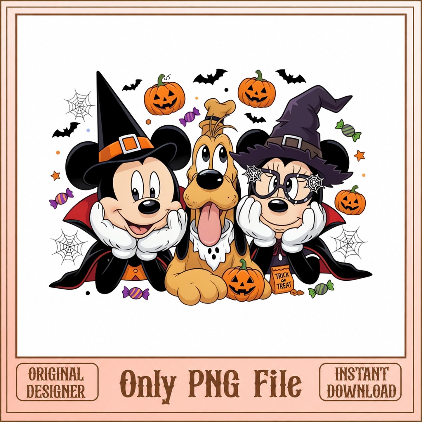 Mickey And Minnie Halloween PNG, Disney Pluto PNG, Trick Or Treat PNG