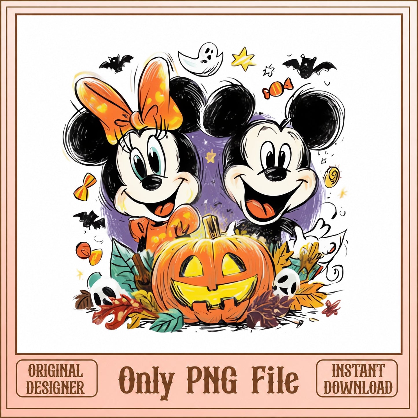 Mickey And Minnie Halloween PNG, Disney Pumpkin PNG, Fall PNG