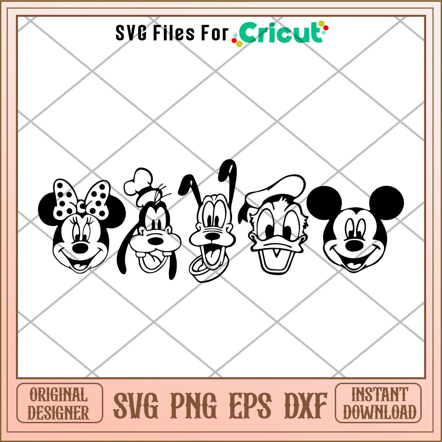 Mickey friends head SVG black design
