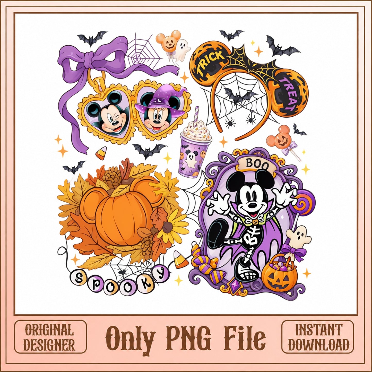 Mickey Mouse Halloween PNG Bundle, Disney Spooky PNG, Trick Or Treat PNG