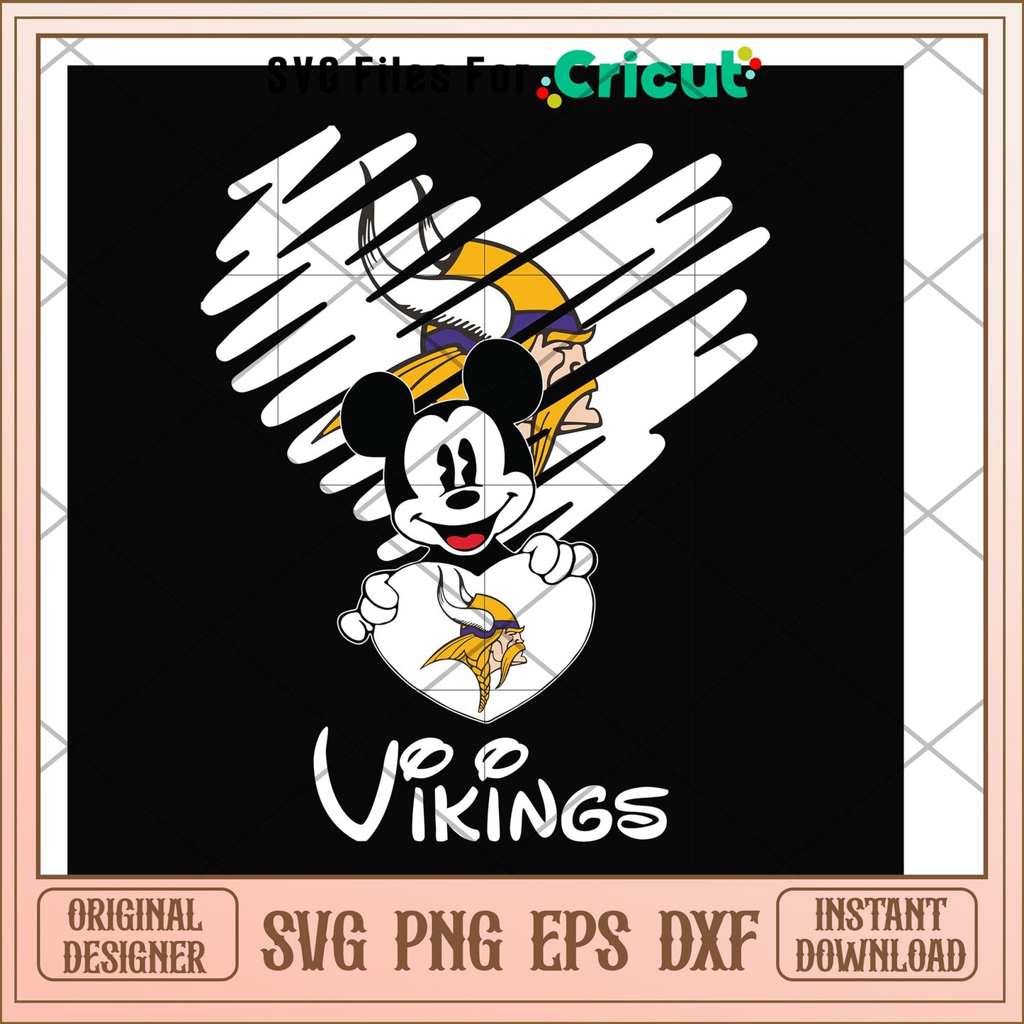Mickey Vikings heart shape svg, mickey svg, new nfl svg