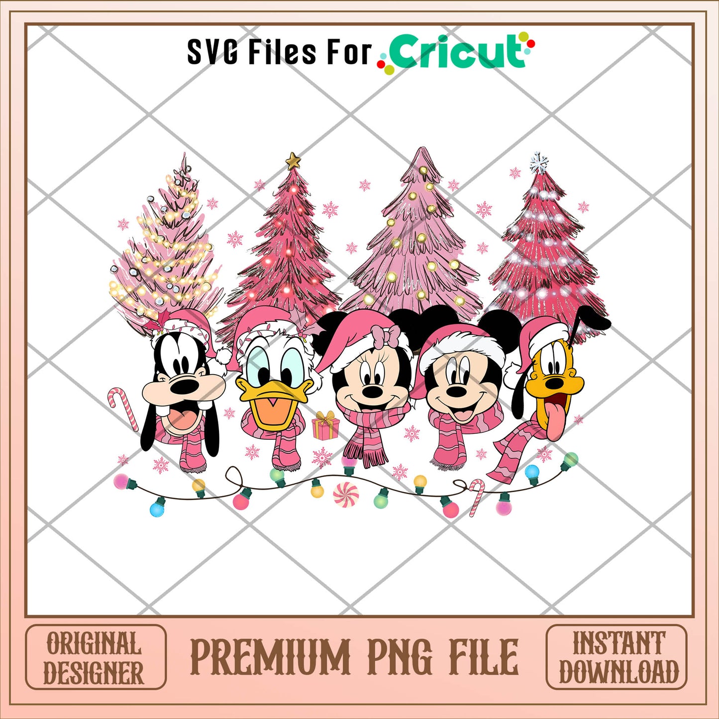 Mickey friends pink christmas tree png, mickey png, christmas png