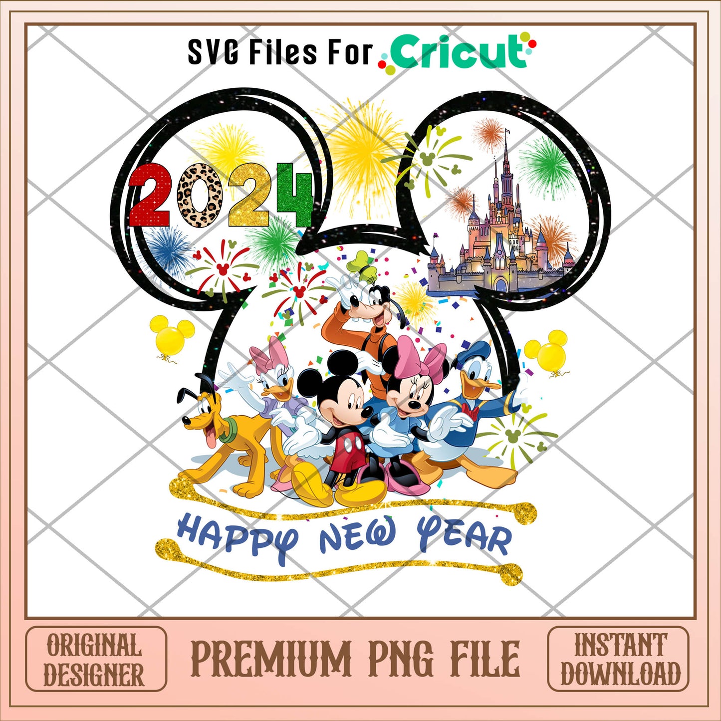 Mickey happy new year png, mickey png, christmas png
