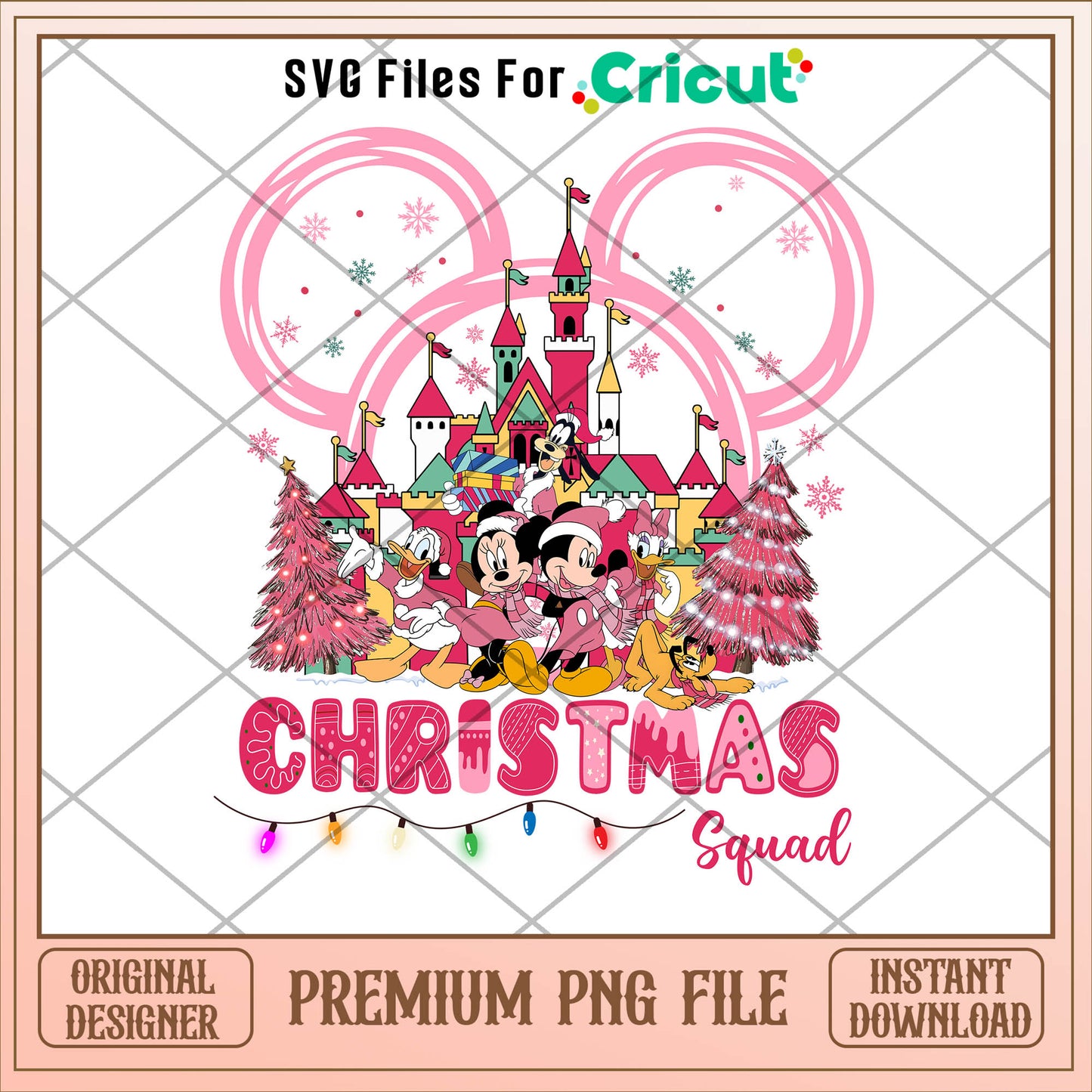 Mickey pink christmas squad png, mickey png, christmas png