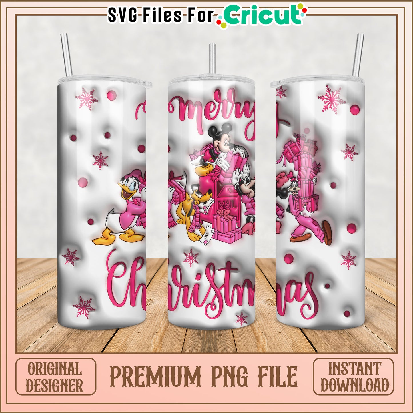 Mickey and Friends Merry Christmas Tumbler Design PNG File Download