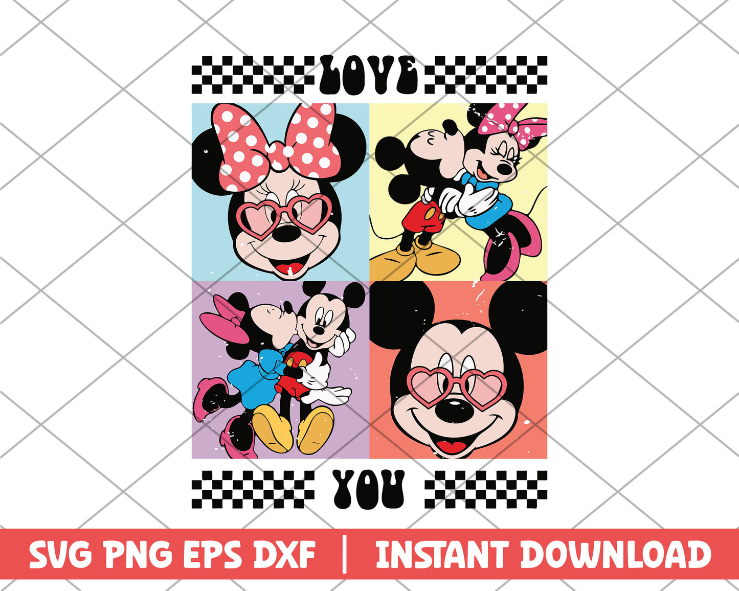 Mickey and Mini love you svg
