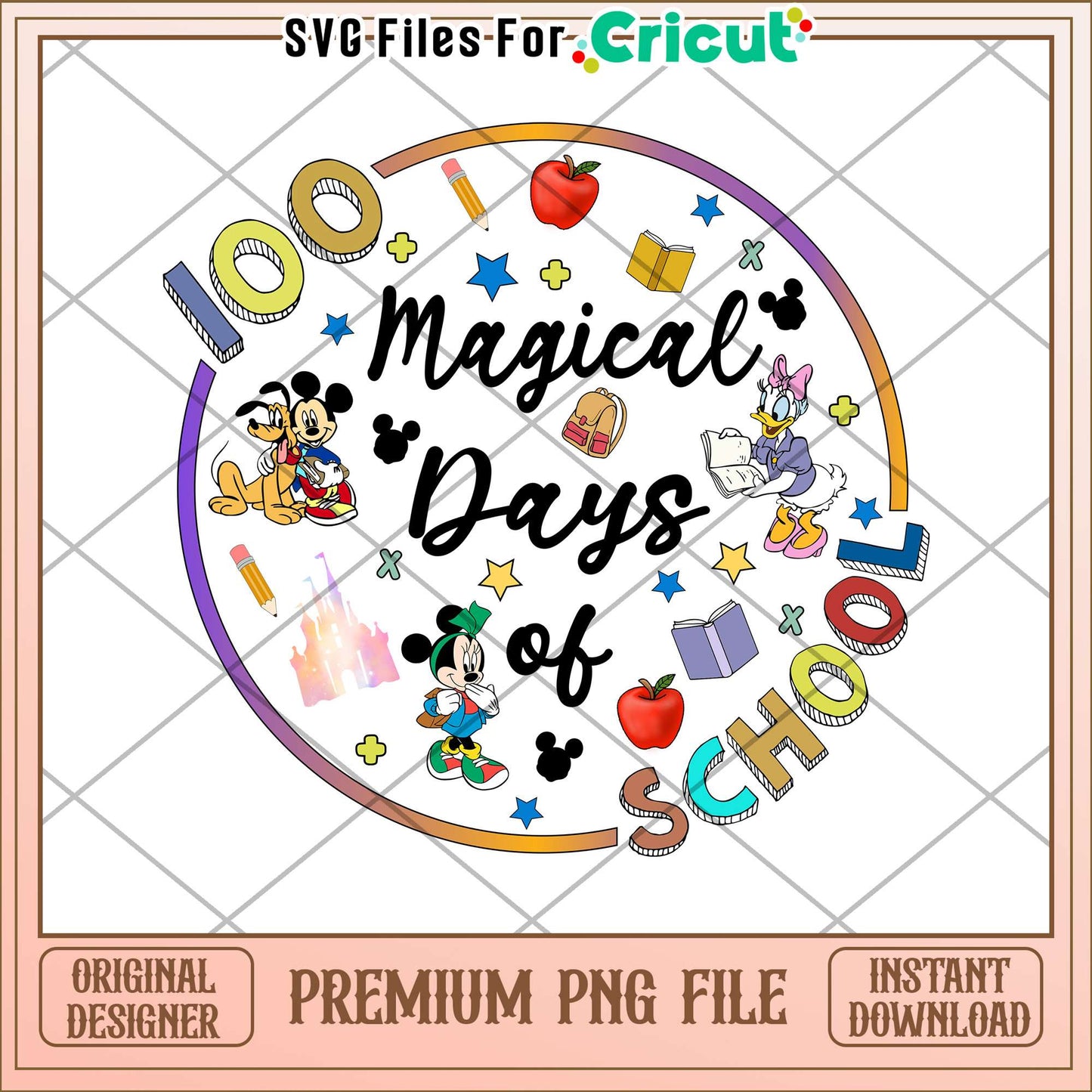 Mickey and friends 100 magical days of school png, magic school png