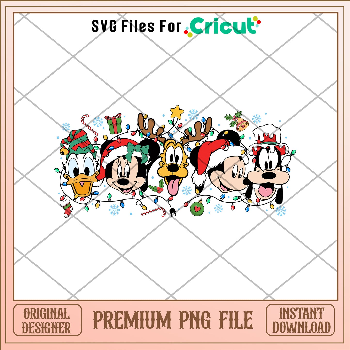Mickey and friends png, christmas light png, christmas png