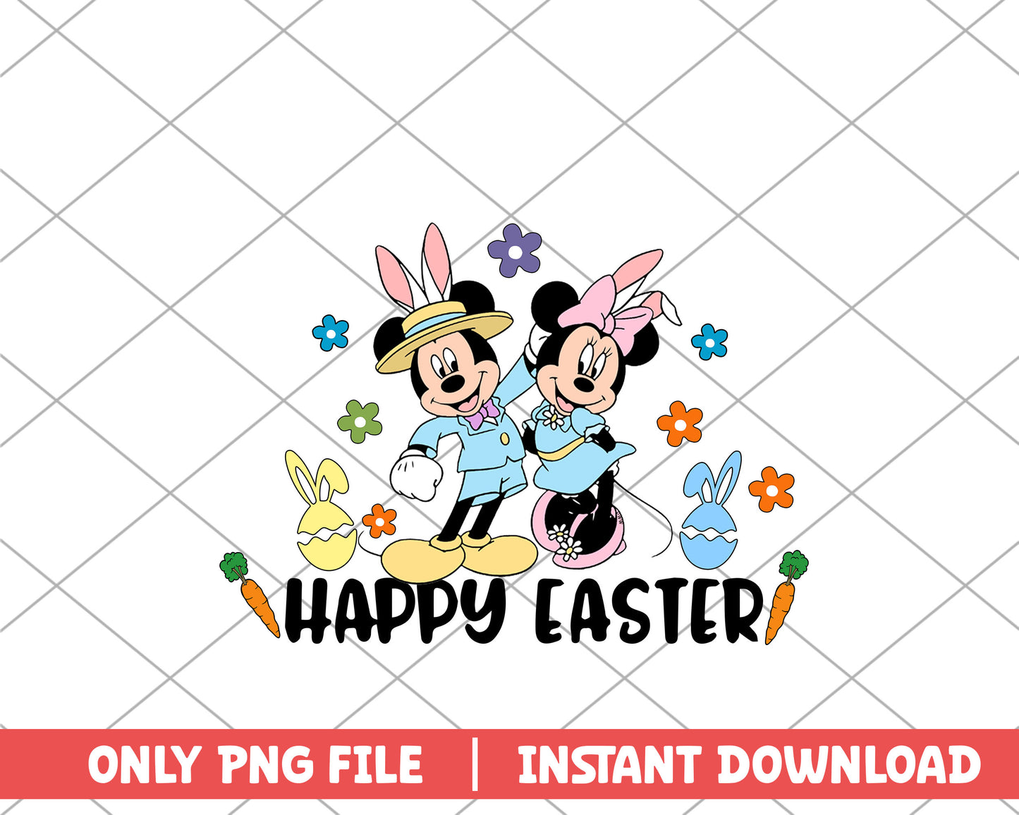 Mickey and minnie happy easter easter png