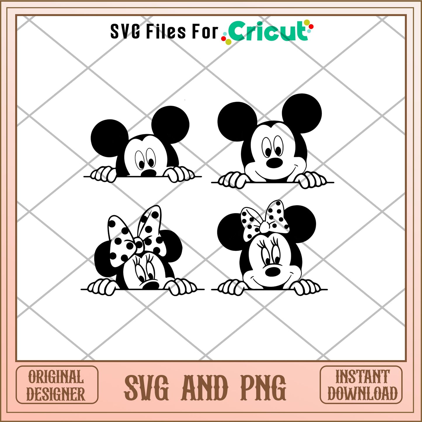 Mickey and Minnie peeking svg bundle