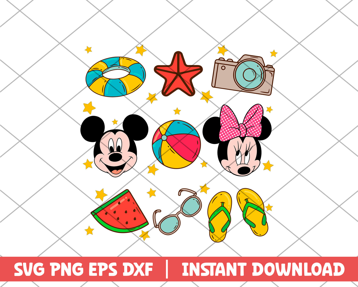 Mickey and minnie summer day disney svg