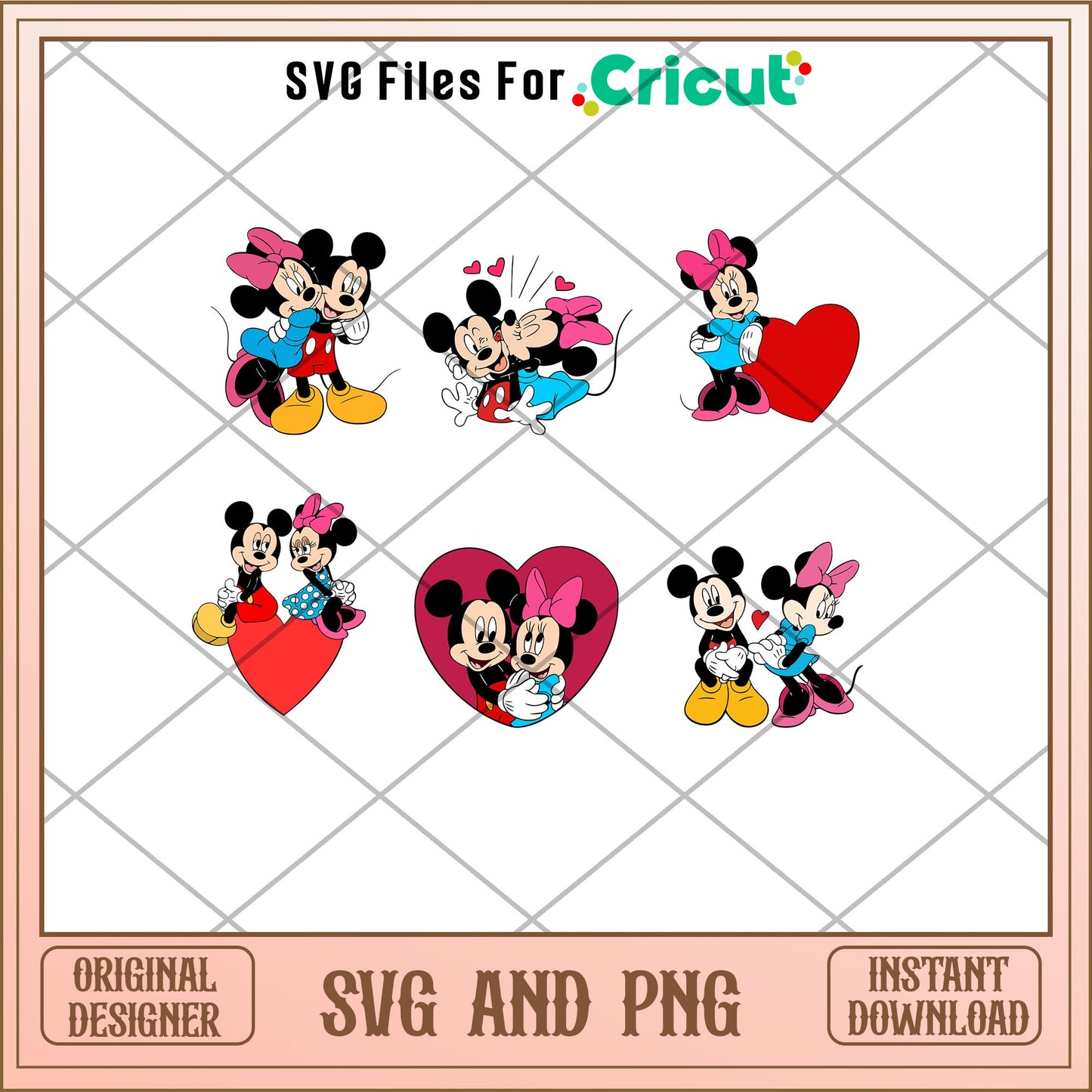 Mickey and Minnie valentine svg bundle