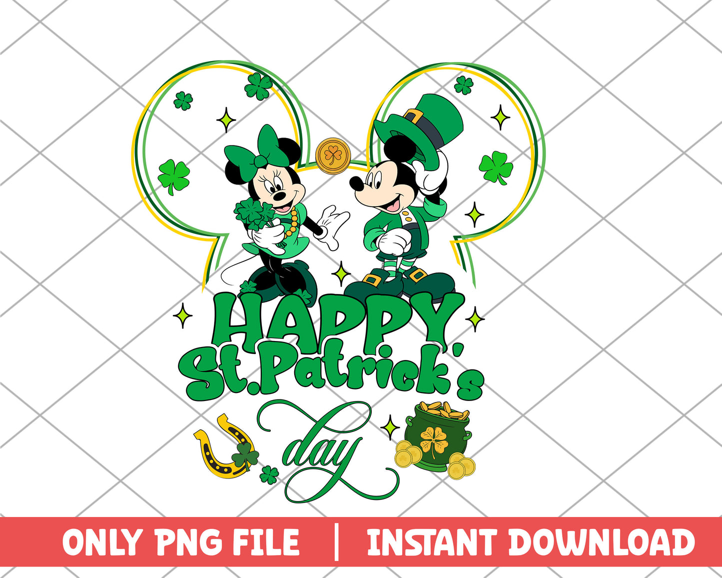 Mickey and minni happy st.patrick's day png