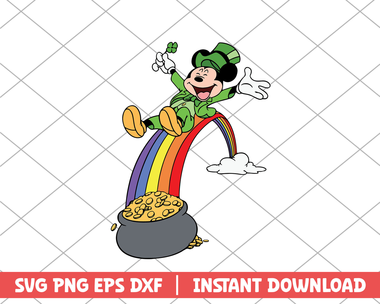 Mickey and rainbow st.patrick day svg