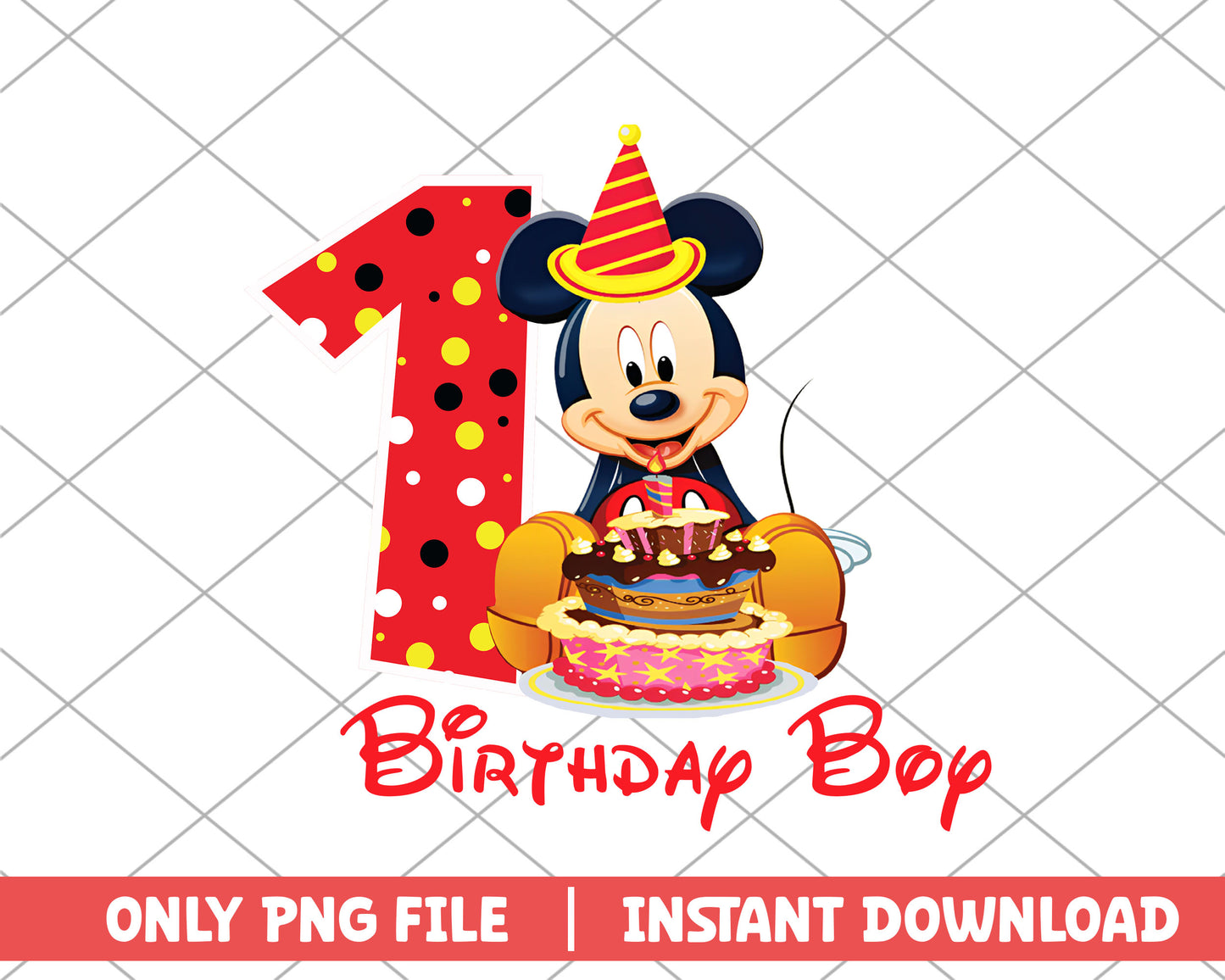 Mickey birthday boy one disney png