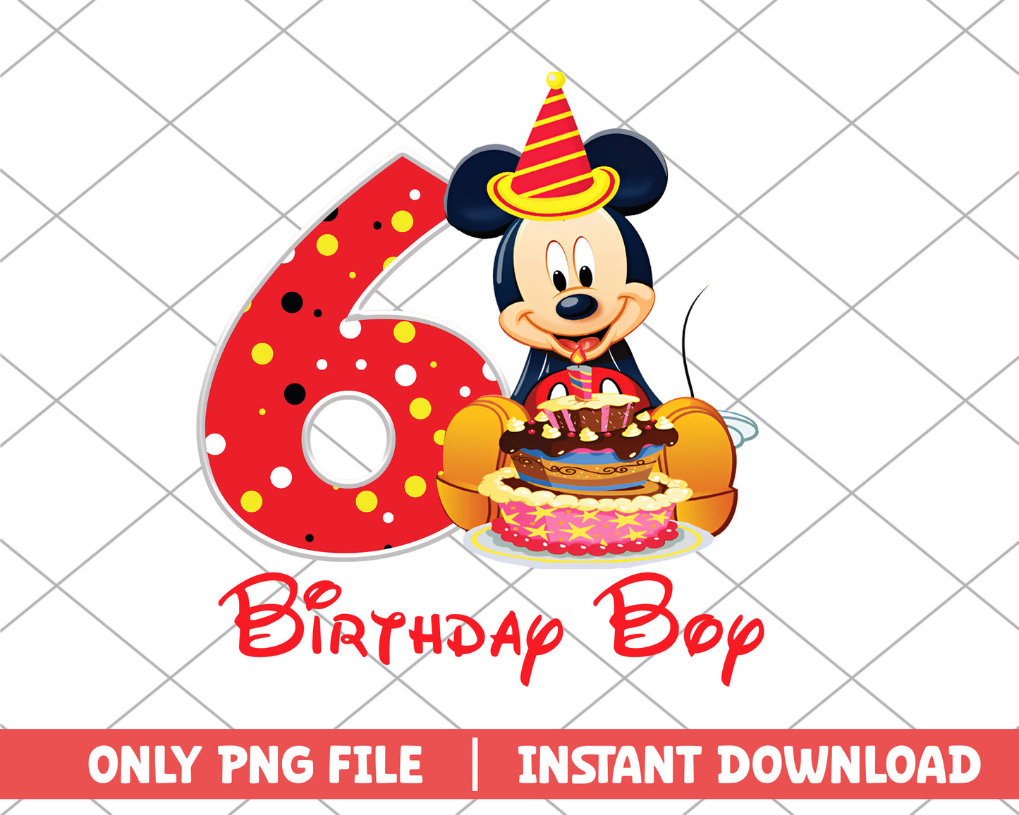 Mickey birthday boy six disney png