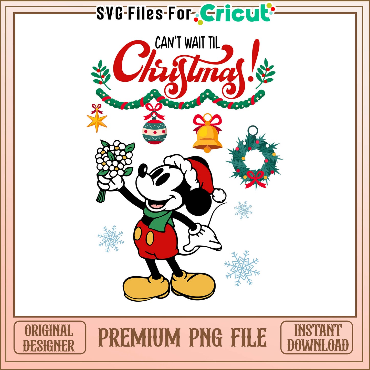 Mickey can't wait til christmas png, mickey mouse christmas png